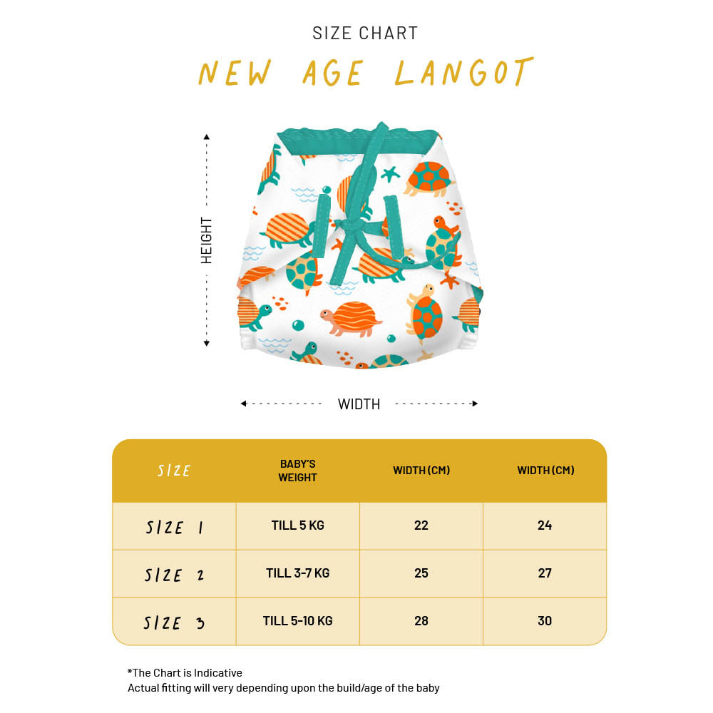 Snugkins - New Age 100% Cotton Langot/Nappies For Newborn Babies Size 2 (3-7Kg) - Pack Of 3. 100% Cotton Padding With 3 Layers Of Cotton Padding & 1 Layer Of Stay Dry’ Sense Technology On Top