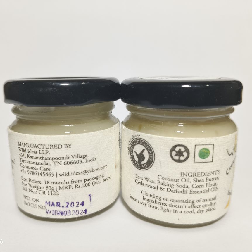 Wild Ideas Pit Paste Deodorant Cream Cedarwood & Daffodil 30G (Pack Of 2)