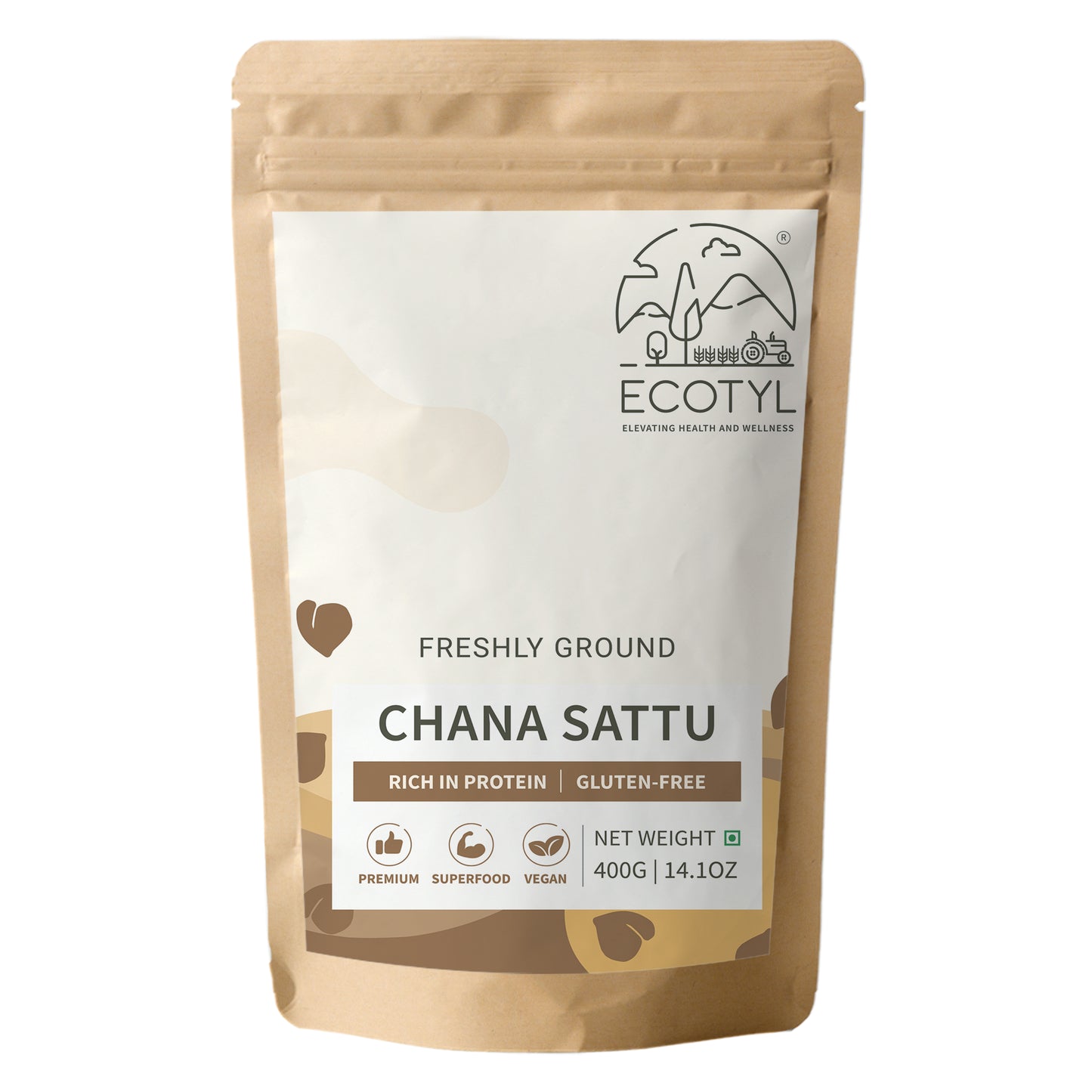 Ecotyl Sattu Atta | Roasted Gram Flour | Plant Based Protein | 400g