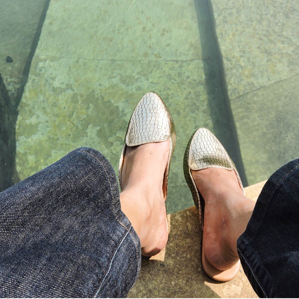 Verde Oranda Pointed Toe Slide Sandals