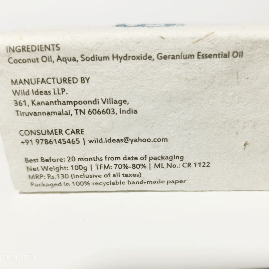 Wild Ideas Hand Made Soap Geranium 100G (Pack Of 4)