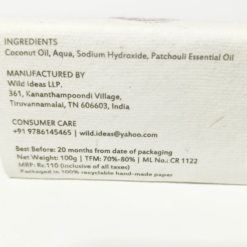 Wild Ideas Hand Made Soap Patchouli 100G (Pack Of 4)