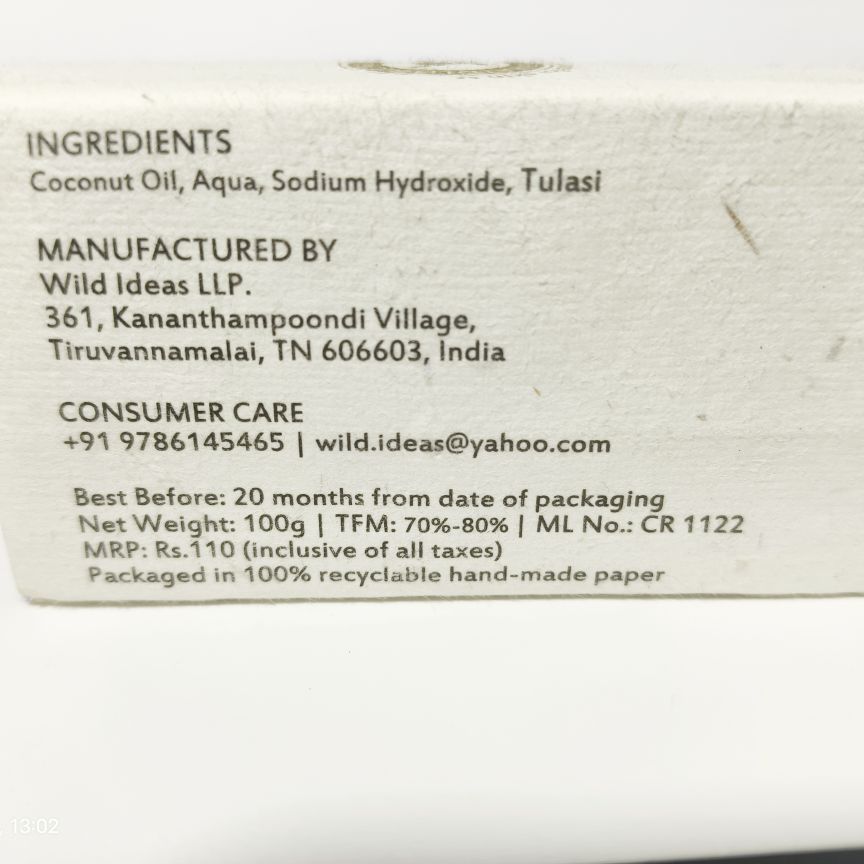 Wild Ideas Hand Made Soap Tulasi 100G (Pack Of 4)