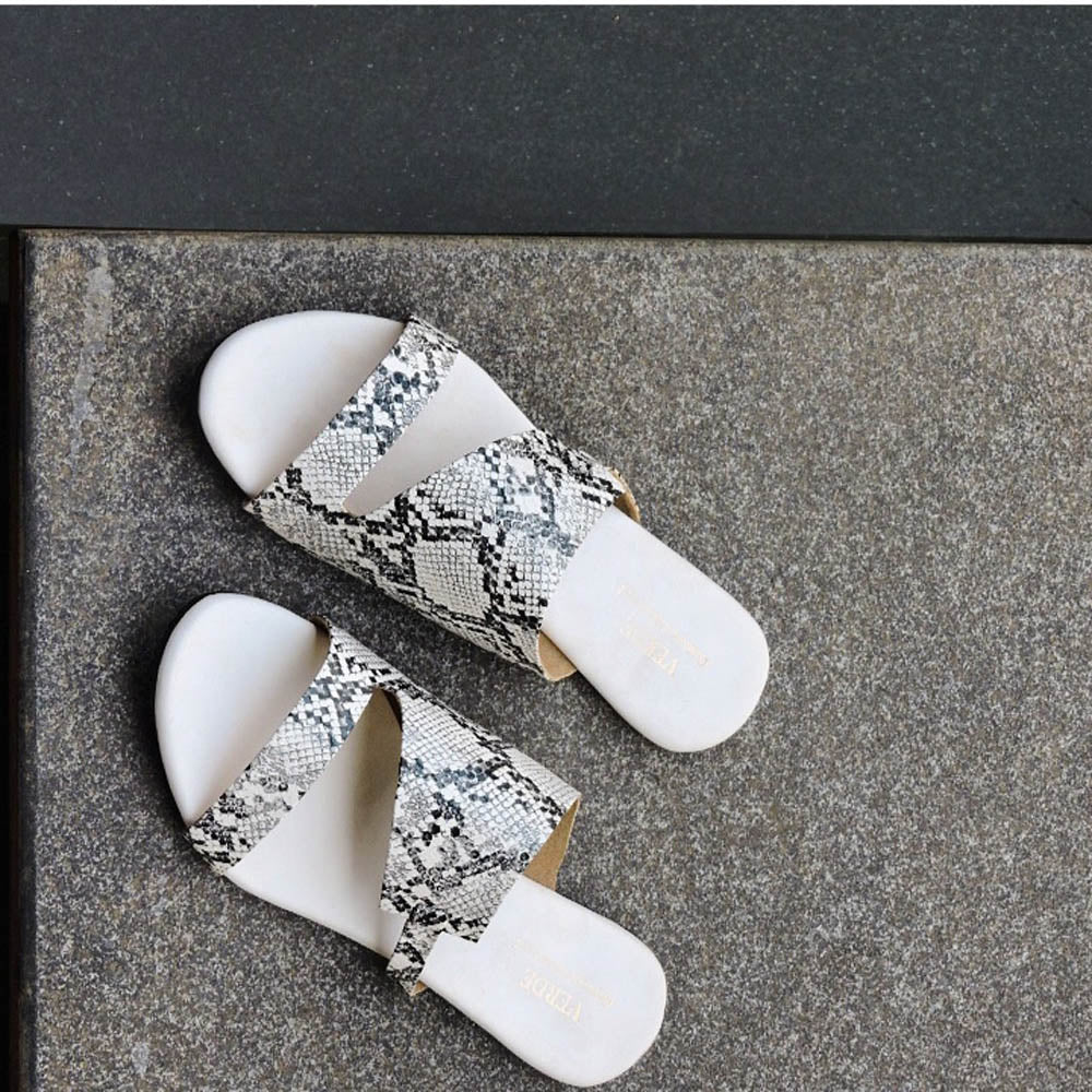 Verde Shesha Animal Print Open Toe Slide Sandals