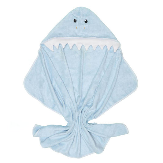 Snugkins Bamboo Hooded Baby Towel - Premium Soft Hooded Bath Towel For Baby, Toddler, Infant, For Boy And Girl - Baby Shark