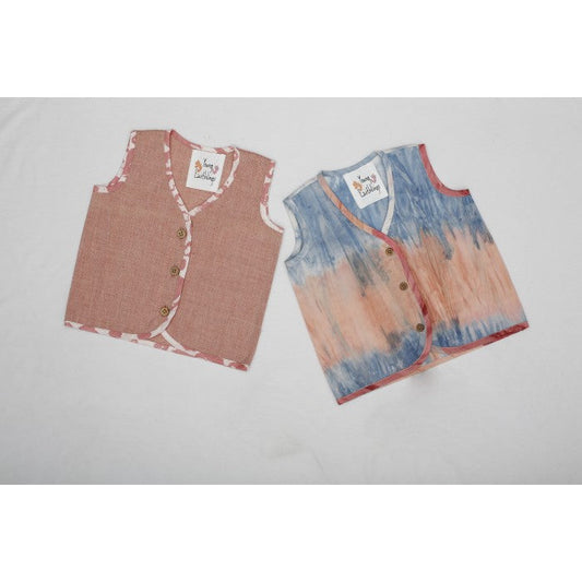 Young Earthlings Evening Sky Jhabla Combo (Rose And Tie-Dye) - Pack Of 2