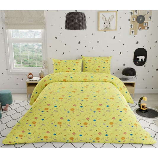 Swaas Space Galaxy 100% Cotton Antimicrobial Kids Bedsheet Set (Single)