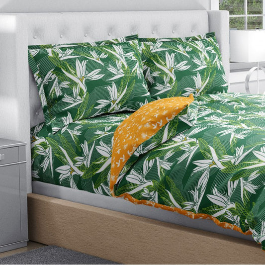 Swaas 100% Pure Cotton Tropical Treasure Bedsheet Set (Extra Double)