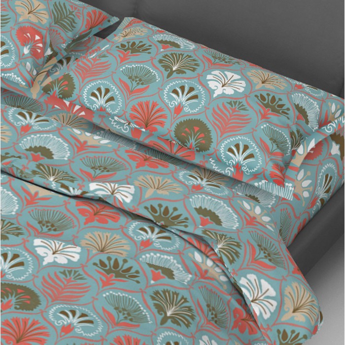 Swaas 100% Pure Cotton Folk Floral Bedsheet Set (Extra Double)