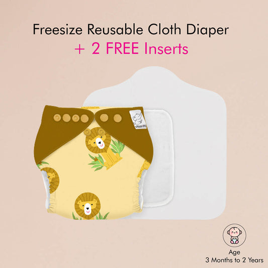 Snugkins -New Age Reusable, Waterproof & Washable Cloth Diapers For Babies (0-2 Years).Contains 1 Diaper, 1 Wet-Free Organic Cotton Pad & 1 Booster Pad. Fits 5Kg - 14Kg Babies – Lion Hearted