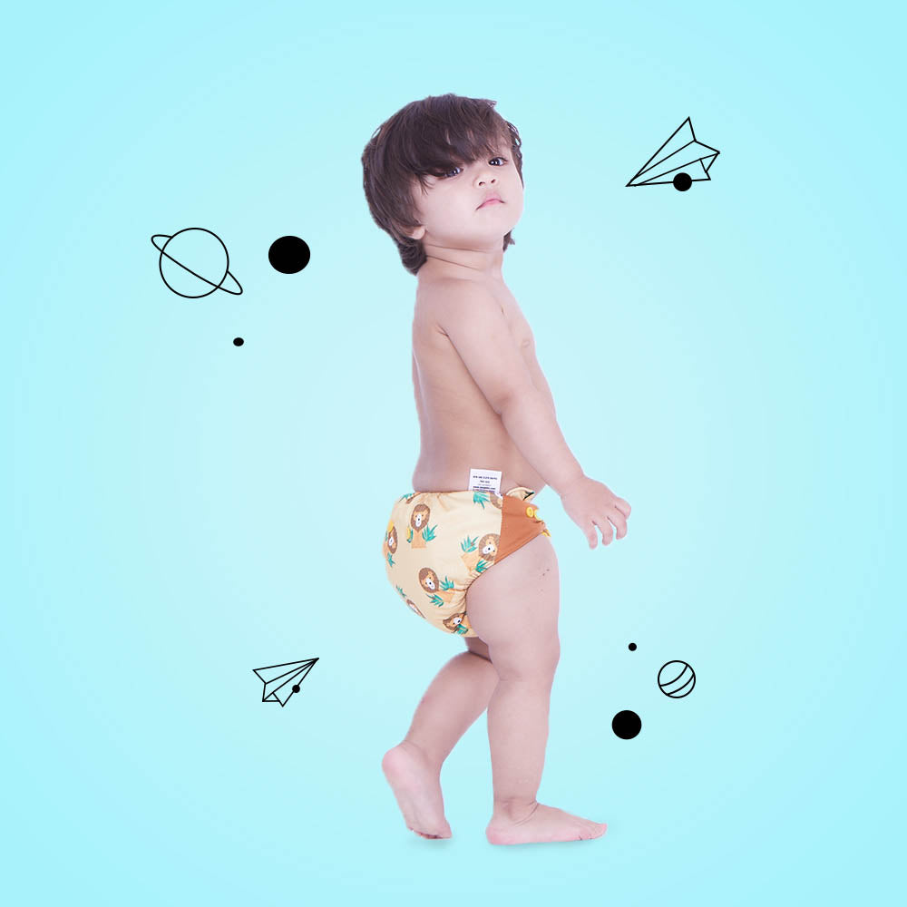 Snugkins -New Age Reusable, Waterproof & Washable Cloth Diapers For Babies (0-2 Years).Contains 1 Diaper, 1 Wet-Free Organic Cotton Pad & 1 Booster Pad. Fits 5Kg - 14Kg Babies – Lion Hearted