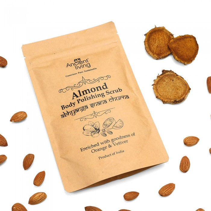 Ancient Living Almond Body Polishing Scrub Pouch - 100 gm