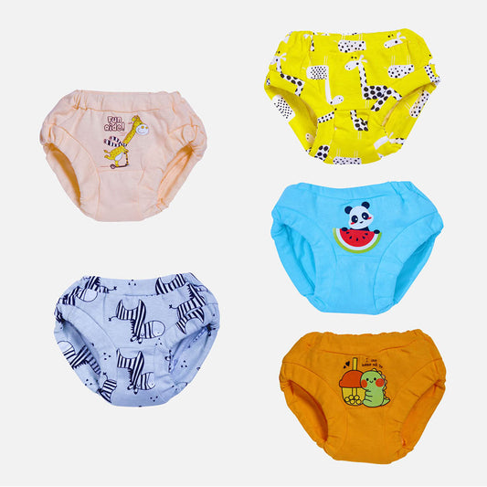 Snugkins 100% Cotton Underwear/Briefs For Child/Toddlers/Kids (Boys & Girls) Pack Of 5 - Tiny Tushies (12-18Months)