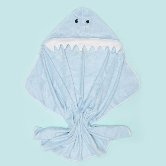 Snugkins Bamboo Hooded Baby Towel - Premium Soft Hooded Bath Towel For Baby, Toddler, Infant, For Boy And Girl - Baby Shark