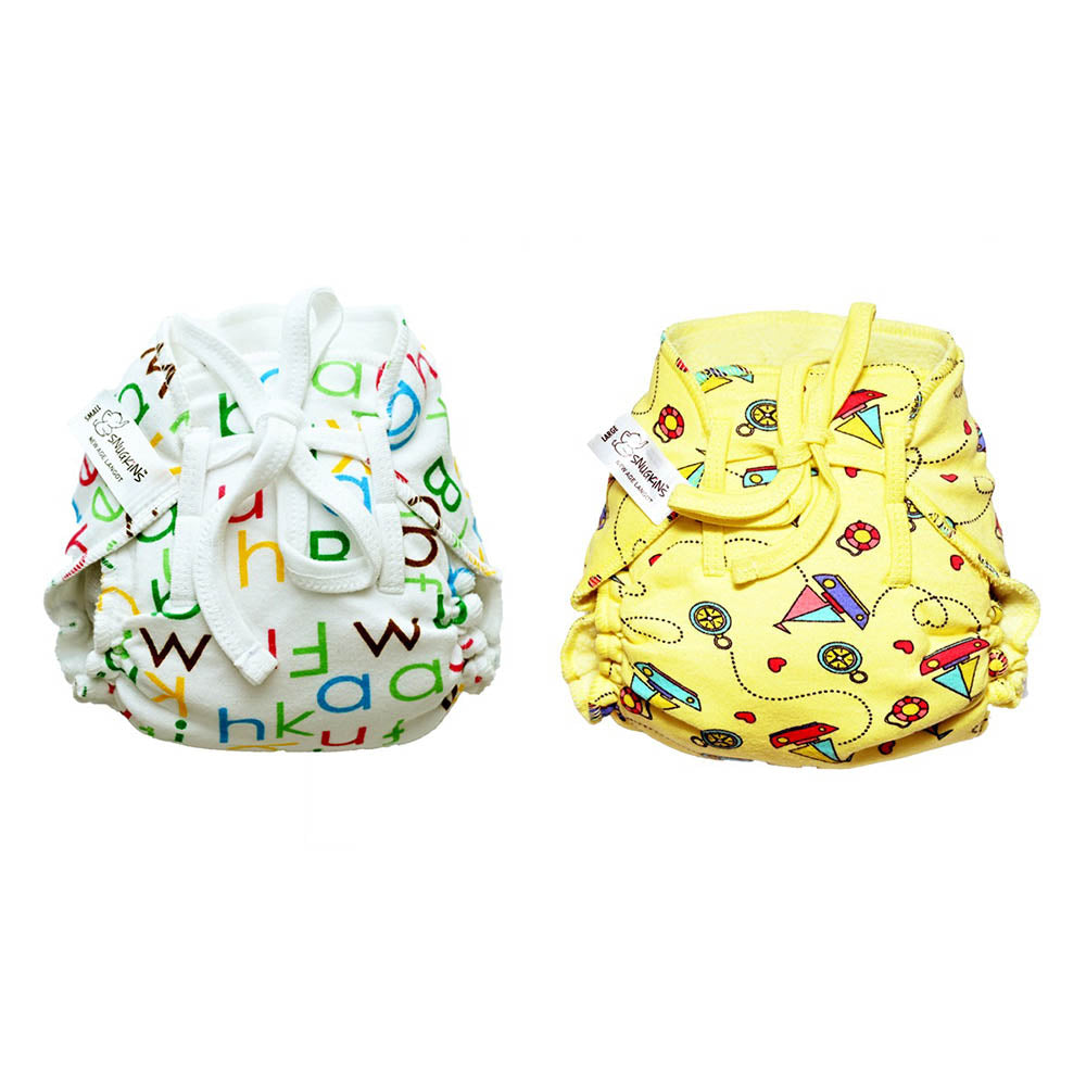Snugkins Dry Feel Cotton Padded Langots/Nappies For New Born Babies Small Size (0-5Kg) Pack Of 2