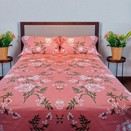 Swaas Antimicrobial 100% Cotton Dusty Floral Bedsheet Set (Single)