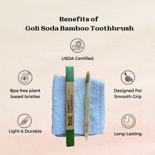Goli Soda Natural Bamboo Tooth Brush for Adults (Pack of 2)
