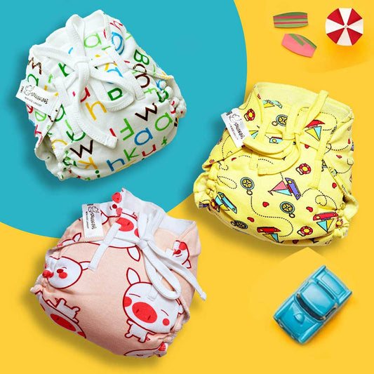 Snugkins Dry Feel Cotton Padded Langots/Nappies For New Born Babies Large Size (5-10Kg) Pack Of 3