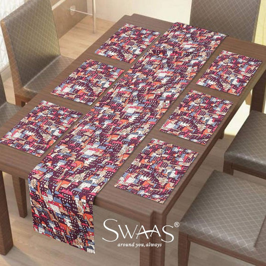 Swaas 100% Cotton Building Blocks Printed Table Runner