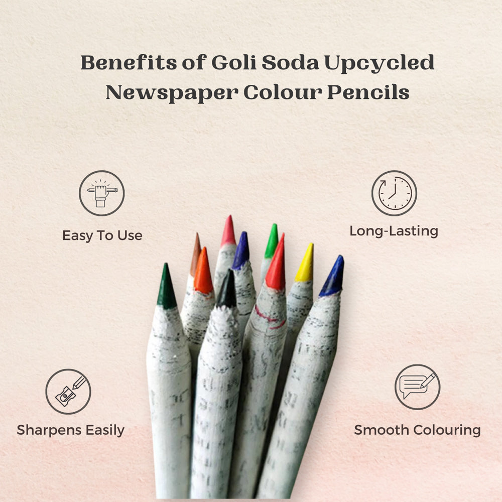 Goli Soda Newspaper Colour Pencils ( 10 Colours )