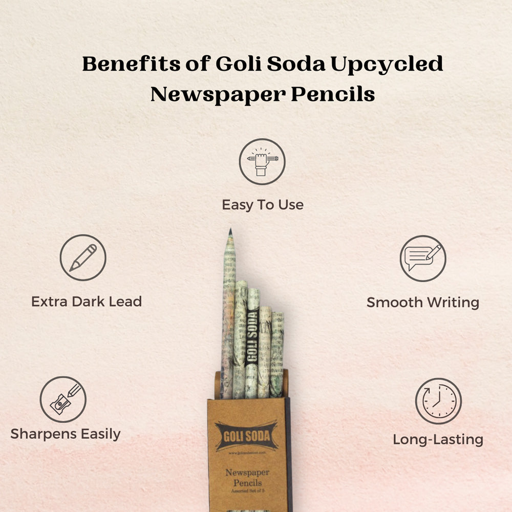 Goli Soda Upcycled Plain Newspaper Pencils