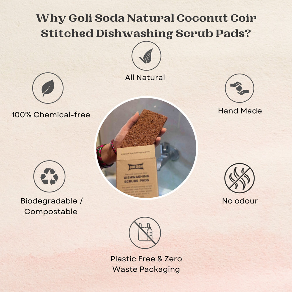 Goli Soda - Natural Coconut Coir Dishwashing Scrub Pads