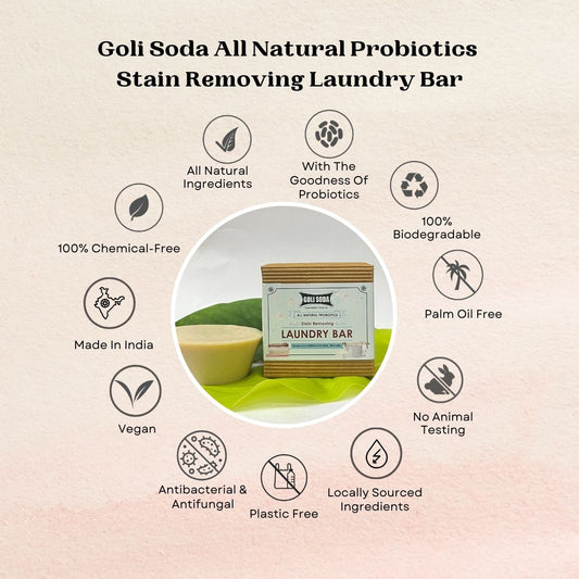 Goli Soda All Natural Probiotics Stain Removing Laundry Bar 90 g