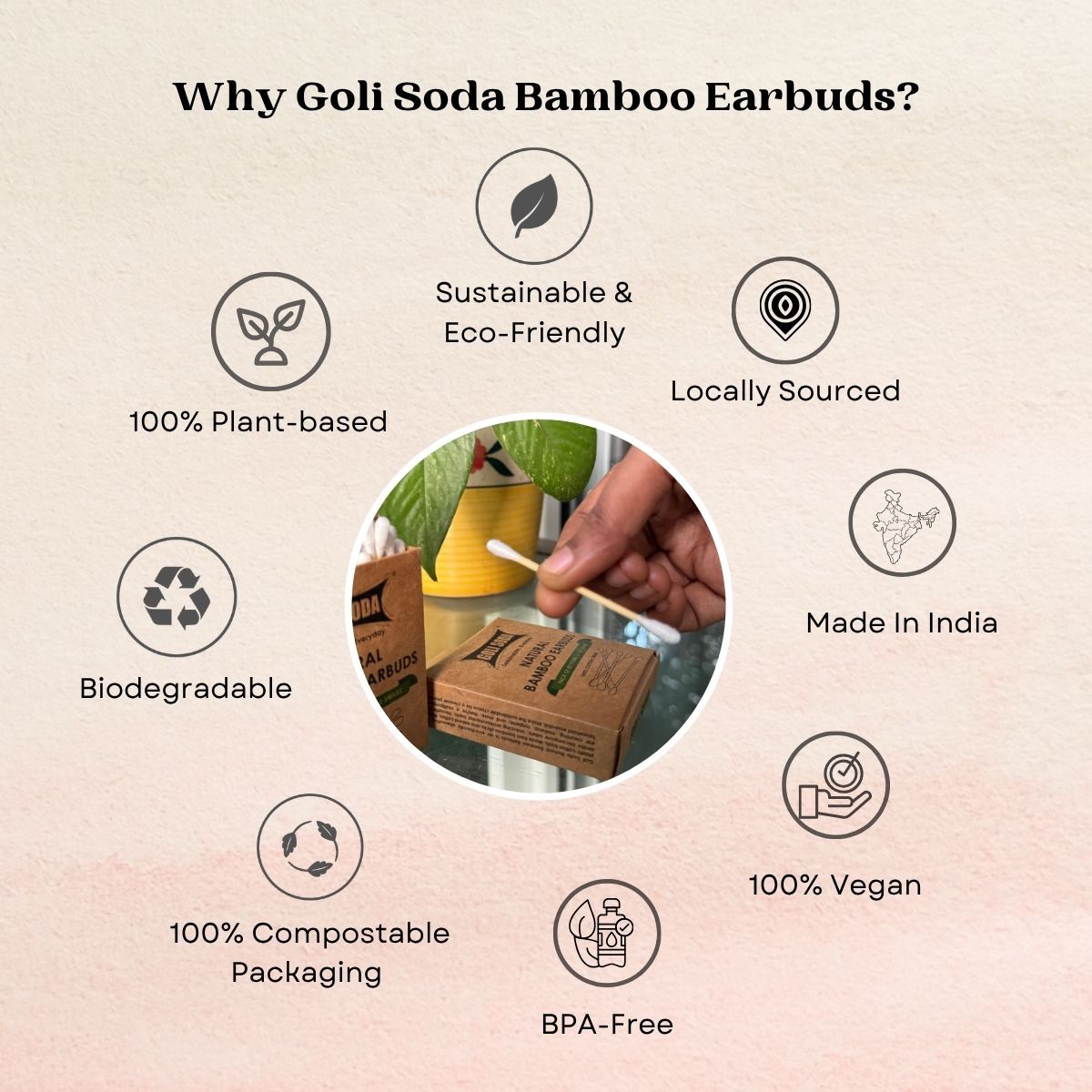 Goli Soda Natural Organic Cotton Bamboo Ear Buds 160 sticks