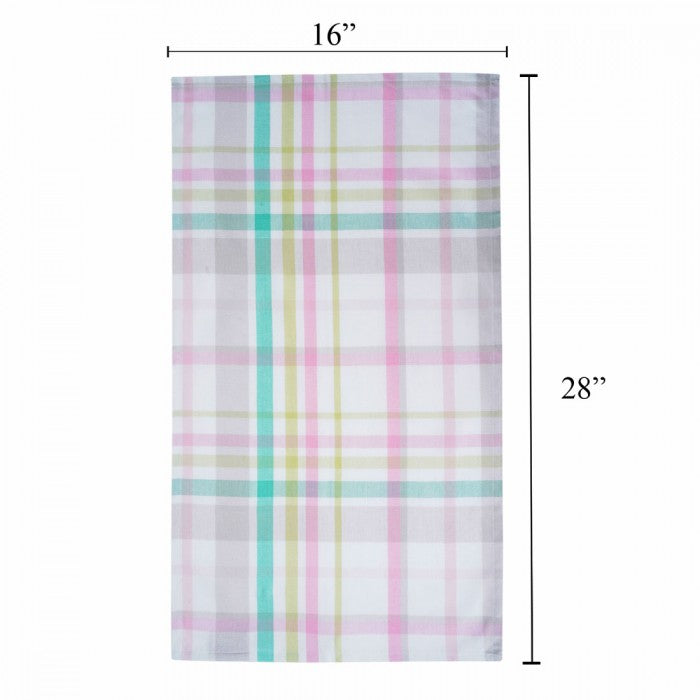 Swaas 100% Cotton Pink Floral and Checked Kitchen Towel - Pink - Set of 6