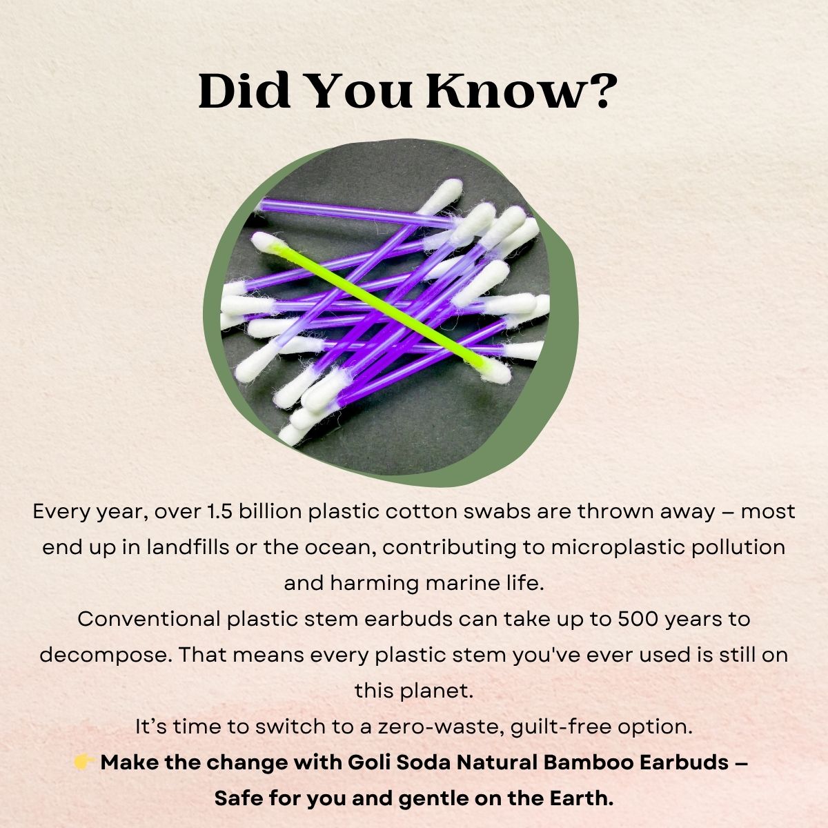 Goli Soda Natural Organic Cotton Bamboo Ear Buds 160 sticks