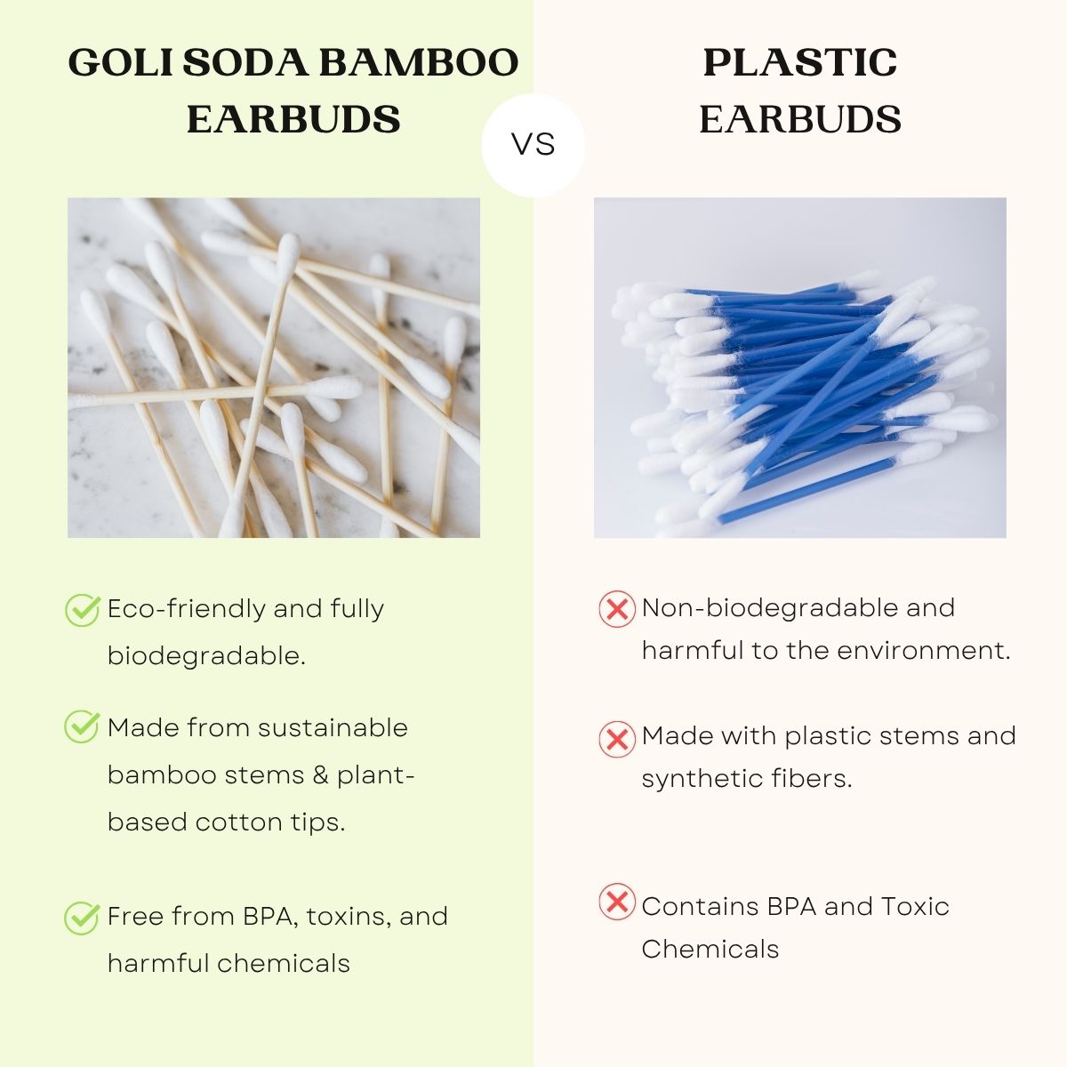 Goli Soda Natural Organic Cotton Bamboo Ear Buds 160 sticks