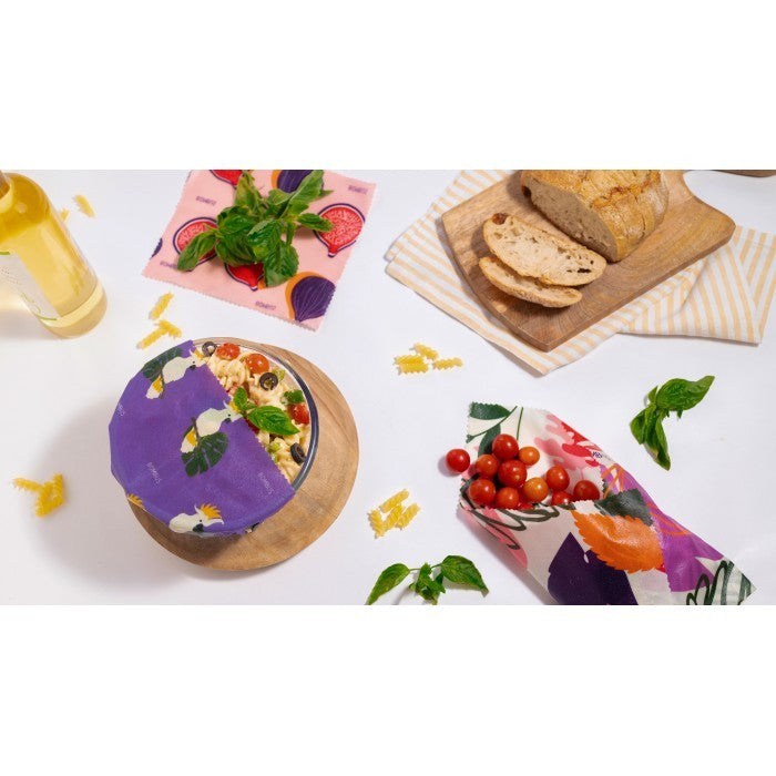 Bombus Figs & Parrot-Kitchen Beeswax Foodwrap Pack Of 3
