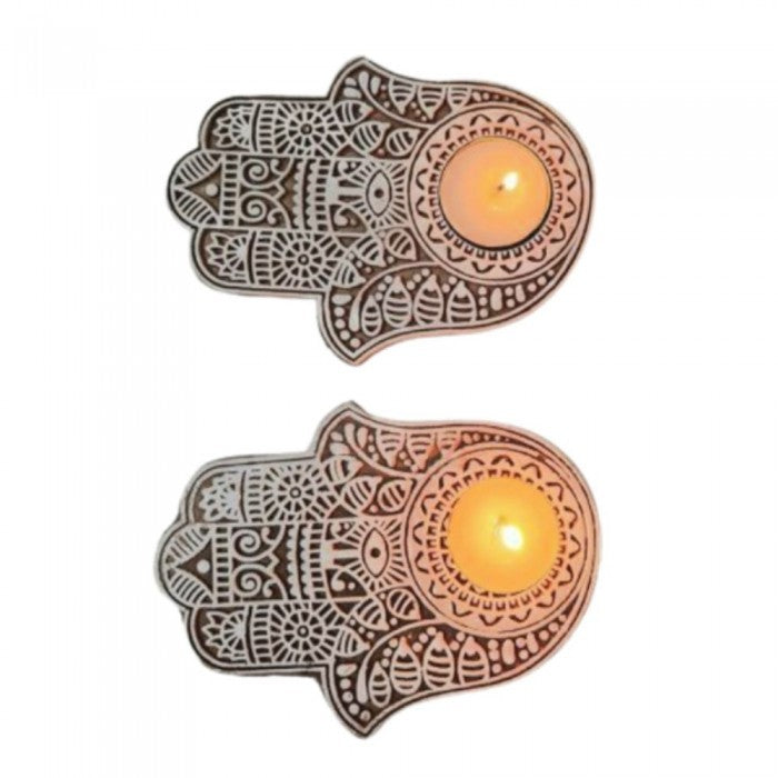 OnEarth Hamsa hand tea light holder (set of 2)