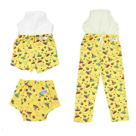 Snugkins Potty Training Padded Pants, Pajamas & Shorts For (Boys And Girls) Babies,Toddlers & Kids.100% Cotton,(Size 3, Fits 3 – 4 Years) - Sailing Hearts.