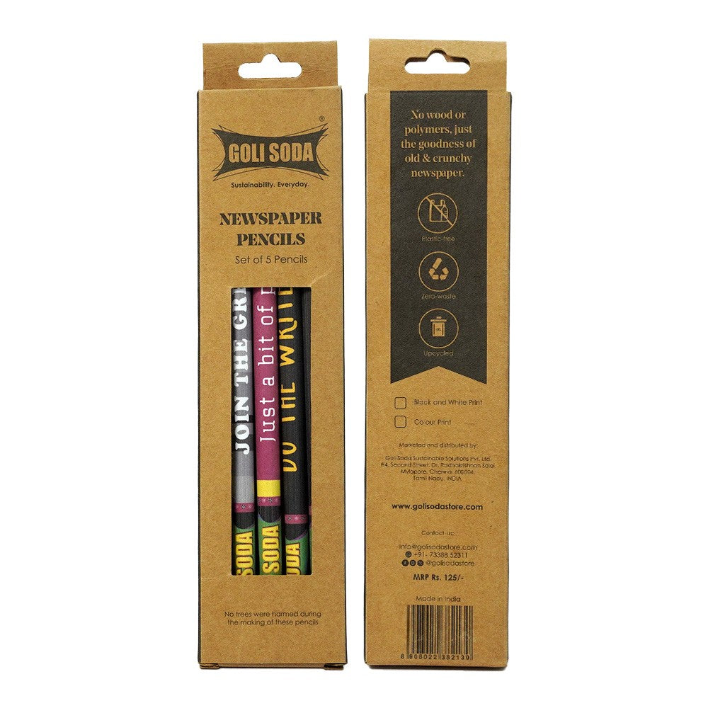 GOLI SODA Upcycled Multicolor Newspaper Pencils