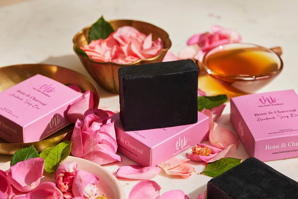 The Herb Boutique Rose and Charcoal Sugar Soap Bar