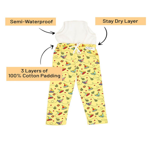 Snugkins Potty Training Padded Pants, Pajamas & Shorts For (Boys And Girls) Babies,Toddlers & Kids.100% Cotton,(Size 4, Fits 4 – 5 Years) - Sailing Hearts.