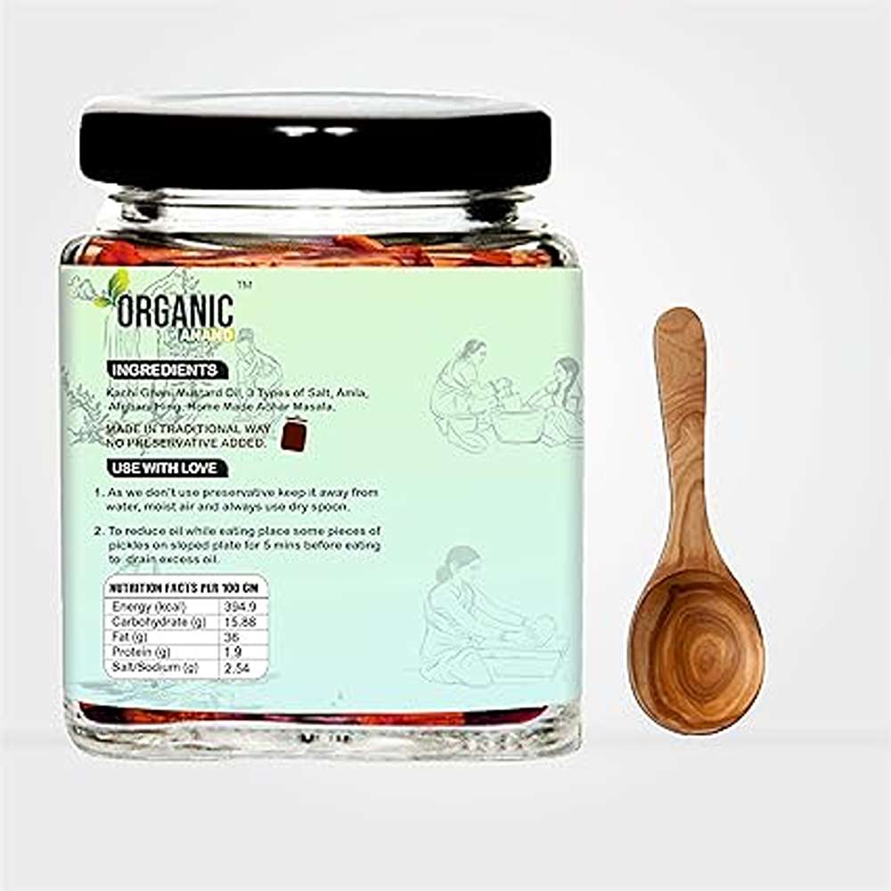 Organic Anand Homemade Amla Pickle 250gm Traditional Indian Gooseberry Ka Achaar with Neemwood Spoon Flavourful, Delicious Taste