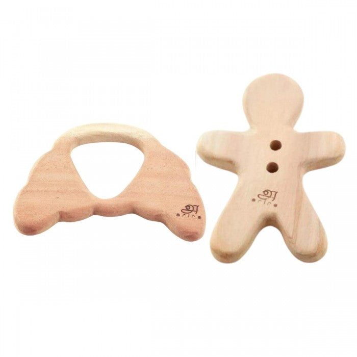 Ariro Wooden Teethers - Croissant and Gingerbread Man