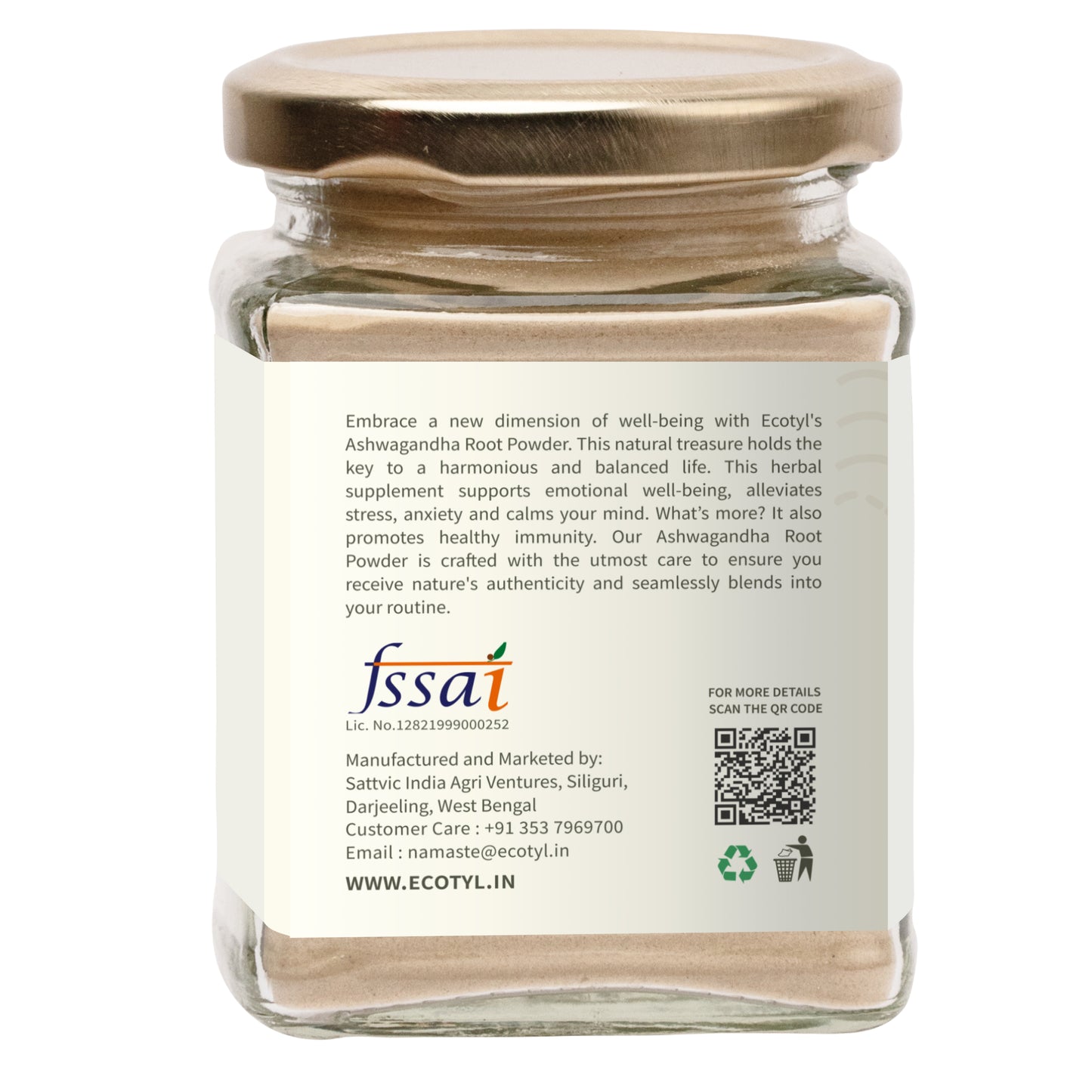 Ecotyl Ashwagandha Root Powder for Mental Well Being | Energy Booster |100g (Pack Of 2)