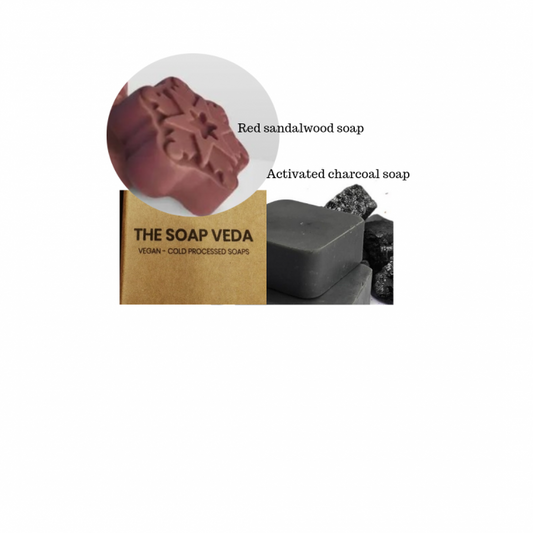 The Soap Veda Red Sandal Wood Soap + Charcoal Soap ( Acne Fighter Combo) Each 100 Gms