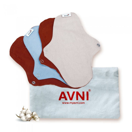 Avni Lush Certified 100% Organic Cotton Washable Panty Liner (240MM, Pack of 4) | Antimicrobial | With Storage pouch | Everyday use