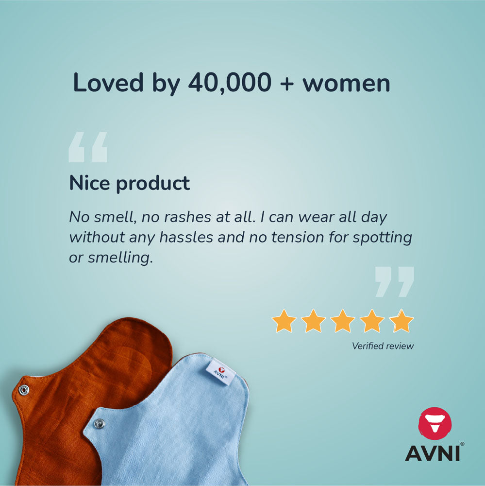 Avni Lush Certified 100% Organic Cotton Washable Panty Liner (300 MM, Pack of 4) | Antimicrobial | With Storage pouch | Everyday use