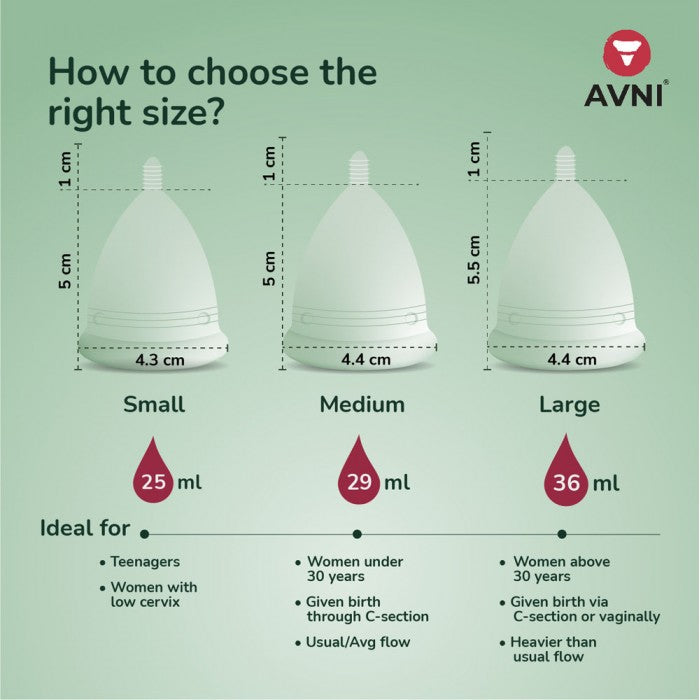 Avni Reusable Menstrual Cup For Women - With Antimicrobial Cloth Wipe And Pouch |Odor & Rash Free | Infection Free | Medical Grade Silicone | No Added Color (1 Pc With Cloth Pouch)