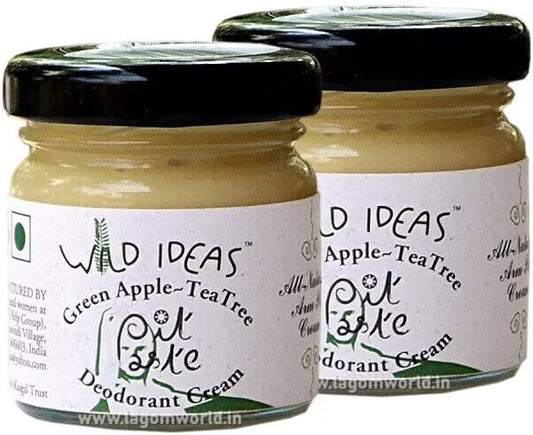 Wild Ideas Pit Paste Deodorant Cream Green Apple & Tea Tree 30G (Pack Of 2)