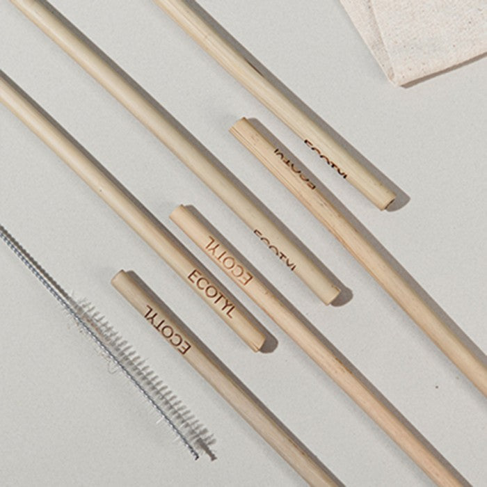 Ecotyl Bamboo Straws with Cleaning Brush | Set of 6 | Reusable Straws