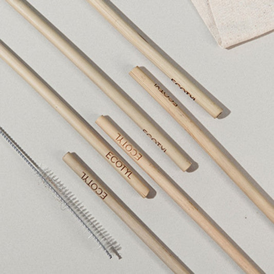 Ecotyl Bamboo Straws with Cleaning Brush | Set of 6 | Reusable Straws