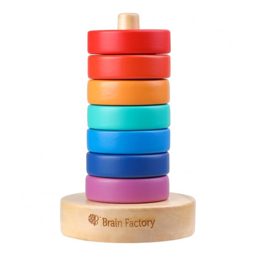 Brain Factory Wooden Rainbow Stacking Toy For Kids 12 Months and Up