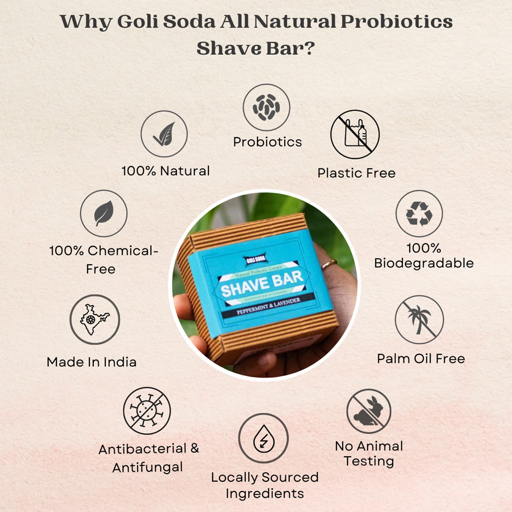 Goli Soda All Natural Probiotics Shave Bar And Face Wash bar - Combo