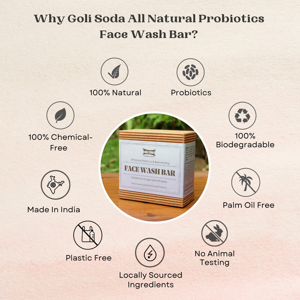 Goli Soda All Natural Probiotics Shave Bar And Face Wash bar - Combo